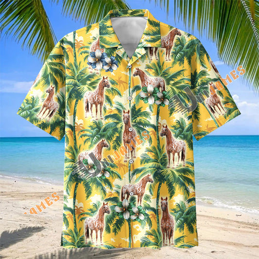 Unijames Appaloosa Horse Palm Tree Hawaiian Shirt