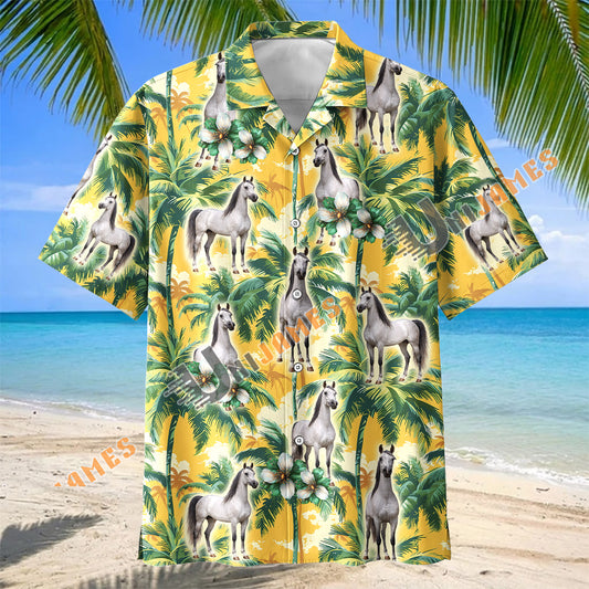 Unijames Arabian Horse Palm Tree Hawaiian Shirt
