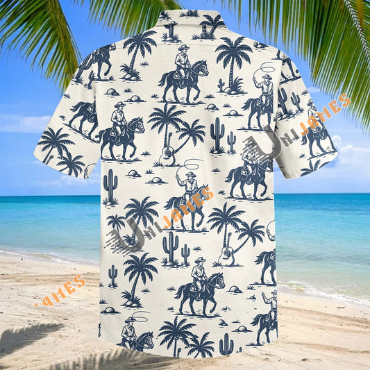 Unijames Vintage Desert Ranch Horse Rider Aloha Shirt