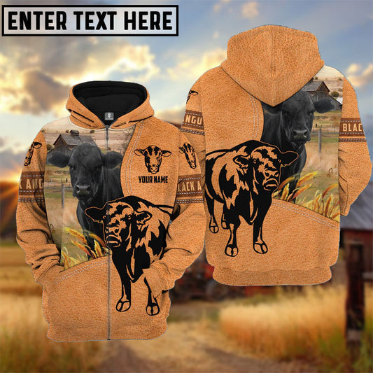 Uni Farm Personalized Name Black Angus Light Brown Pattern 3D  Hoodie