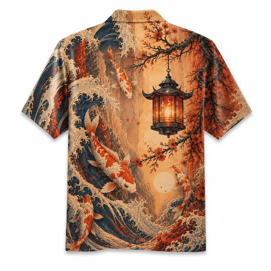 Golden Lantern & Koi Hawaiian Shirt
