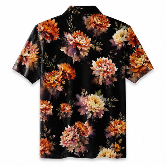 Midnight Peony Bloom Hawaiian Shirt