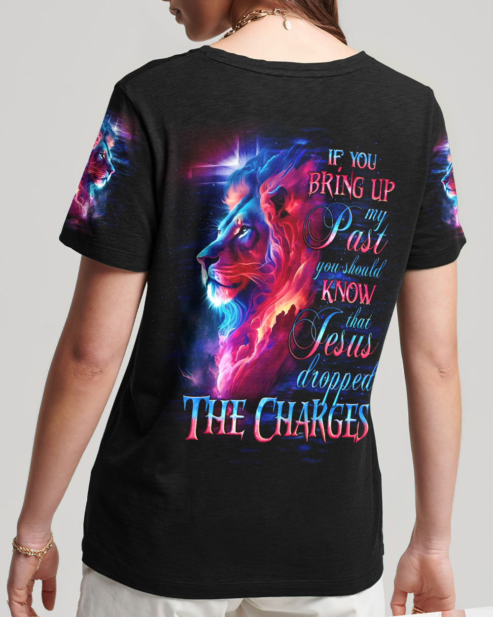 Jesus Dropped The Charges Lion Women's All Over Print Shirt - Tlno2305243