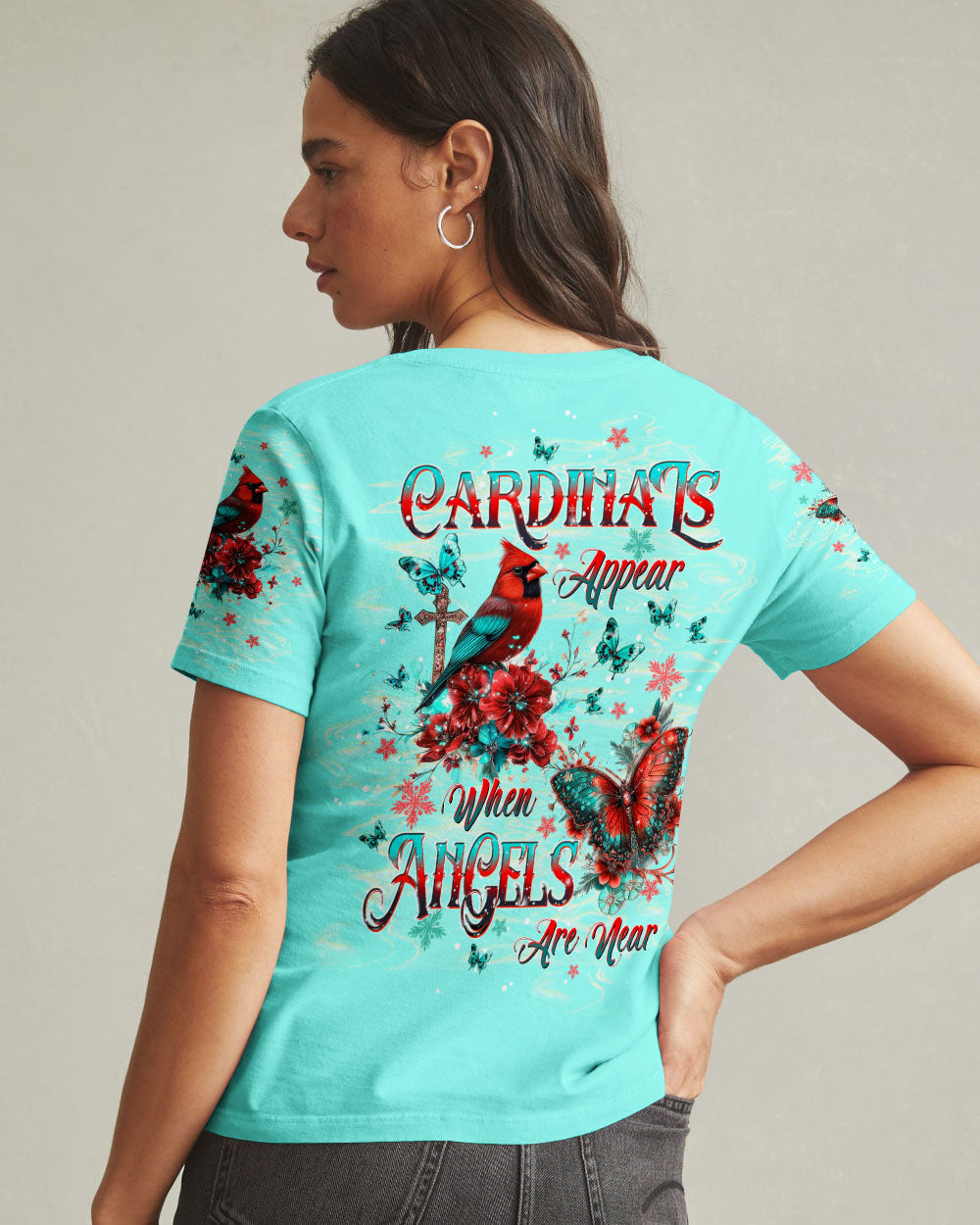 When Cardinals Appear Angels Are Near Women's All Over Print Shirt  - Tltw2110243