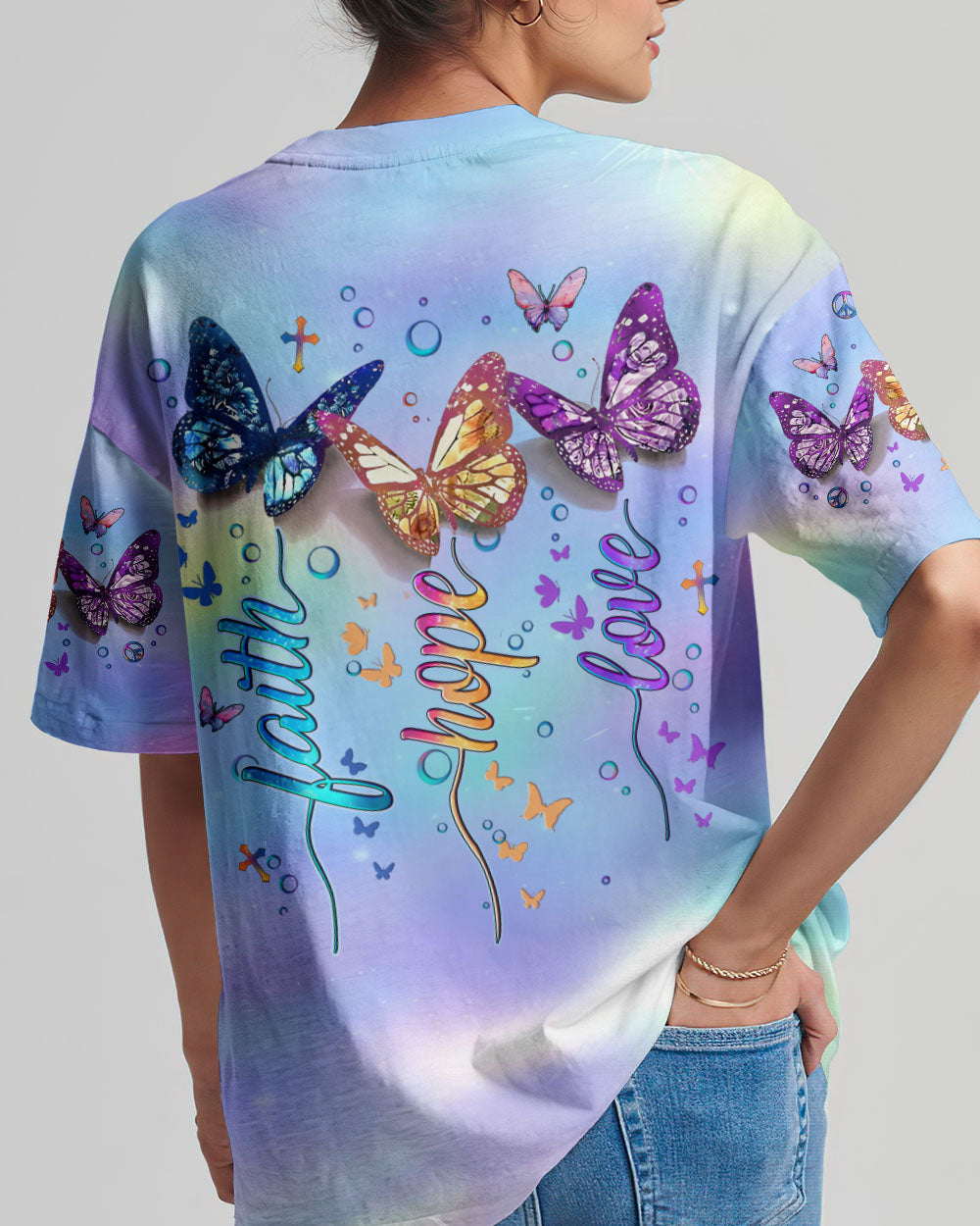 Faith Hope Love Butterfly Women's All Over Print Shirt - Yhlt3112242