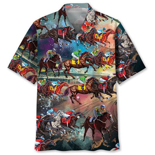 Horse Racing Color Hawaiian Shirt