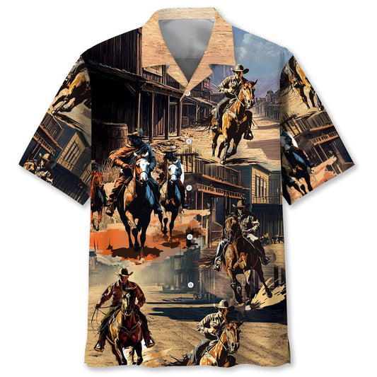 Cowboy Western Town Hawaiian Shirt