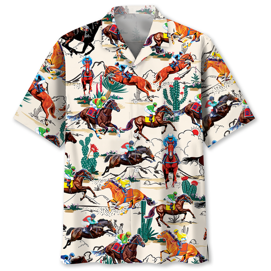 Desert Horse Racing Hawaiian Shirt