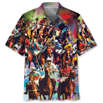 Horse Racing Racecourse Sunset Hawaiian Shirt