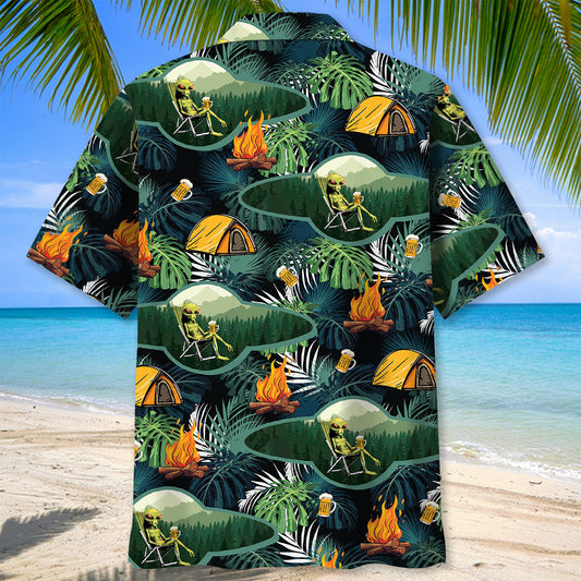 Unijames Camping Alien Chillin' Beer Hawaiian Shirt