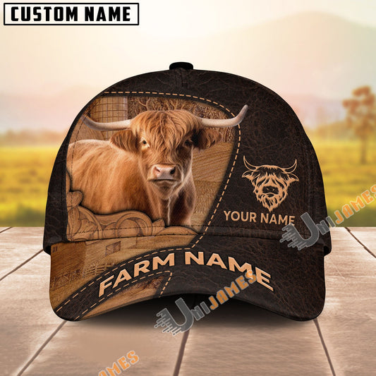 Unijames Leather Pattern Personalized Name & Farm Name Cattle Cap