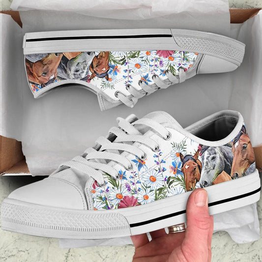 Uni Horse and Flowers Low Top Shoes