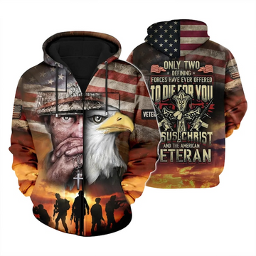 Unijames Jesus Christ And The American Veteran 3D All-Over Print Hoodies