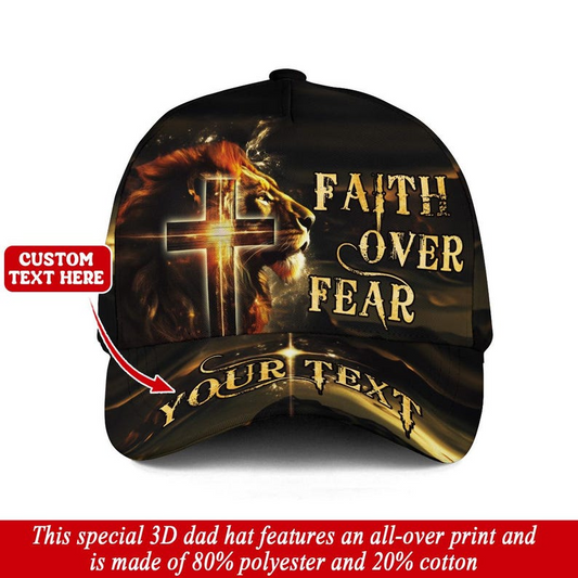 Unijames Faith Over Fear Lion Jesus Cross Christian Cap
