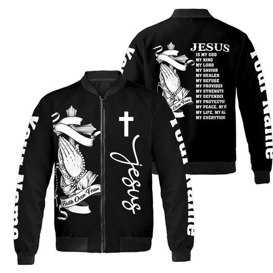 Unijames Personalized Faith Over Fear Bomber Jacket
