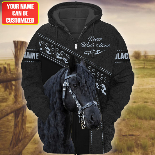 Uni Custom Name Horse Lovers Never Walk Alone 3D Hoodie