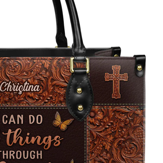 I Can Do All Things Through Christ Philippians 4 13 Leather Handbag, Handbag Design, Personalized Leather Handbag, Gifts for Women, CABLTB01271123.