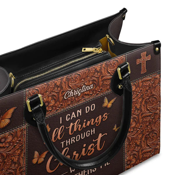 I Can Do All Things Through Christ Philippians 4 13 Leather Handbag, Handbag Design, Personalized Leather Handbag, Gifts for Women, CABLTB01271123.