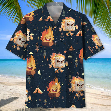 Unijames Angry Marshmallow On Fire Hawaiian Shirt