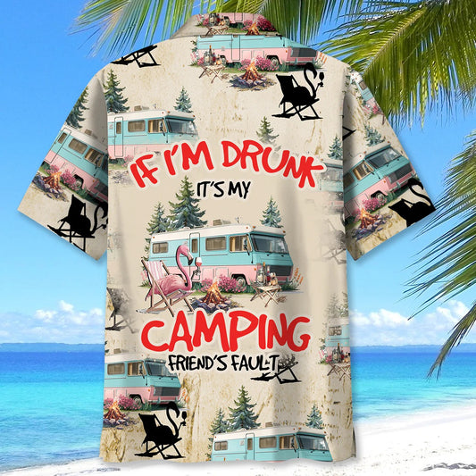 Unijames Retro Camper And Campfire Drinking Hawaiian Shirt