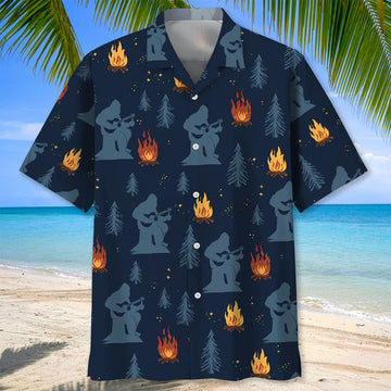Unijames Campfire Silhouette Bigfoot Hawaiian Shirt