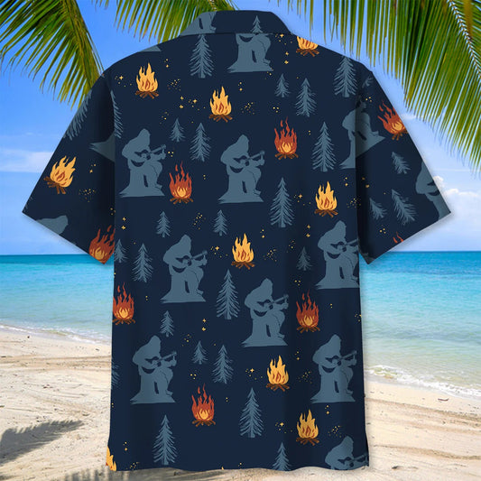 Unijames Campfire Silhouette Bigfoot Hawaiian Shirt