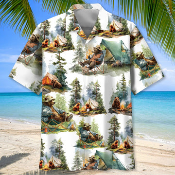 Unijames Camping Bear Chill Forest Hawaiian Shirt