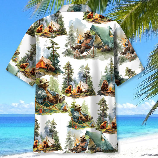 Unijames Camping Bear Chill Forest Hawaiian Shirt