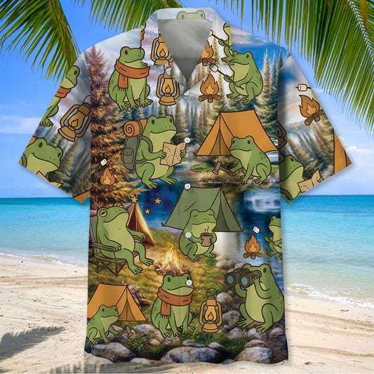 Unijames Funny Frog Camping Hawaiian Shirt