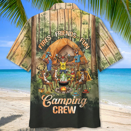 Unijames Friends, Fires, Fun Camping Crew Deer Hawaiian Shirt