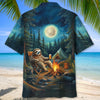 Unijames Vintage Art Sloth Camping Drinking Night Hawaiian Shirt
