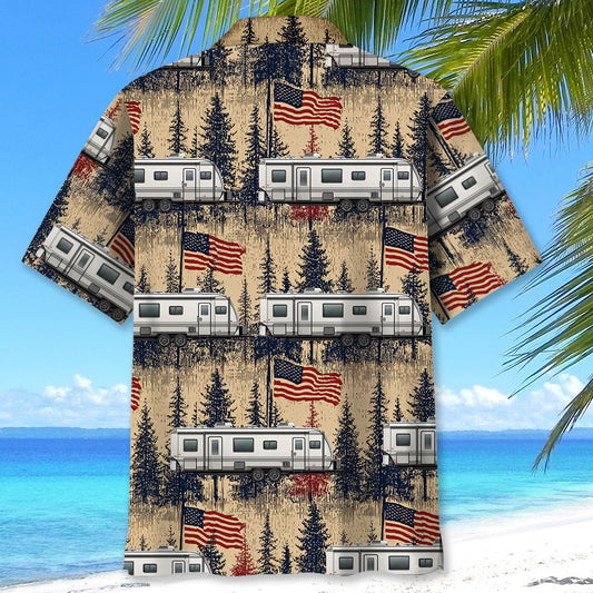 Unijames America Fifth-Wheel Trailer Hawaiian Shirt