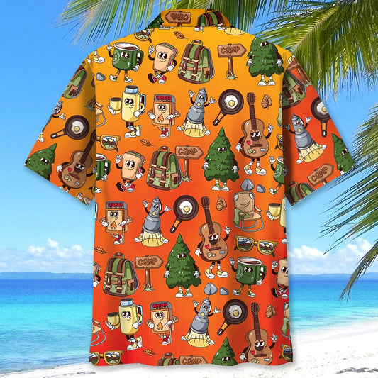 Unijames Funny Camping Cartoon Hawaiian Shirt