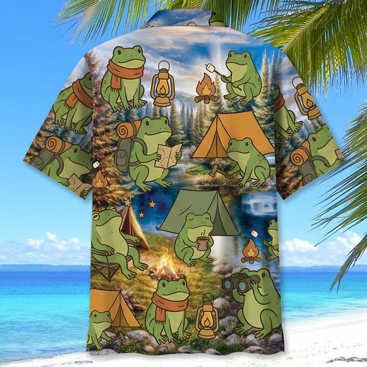 Unijames Funny Frog Camping Hawaiian Shirt