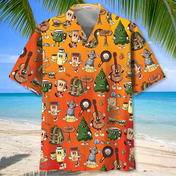 Unijames Funny Camping Cartoon Hawaiian Shirt