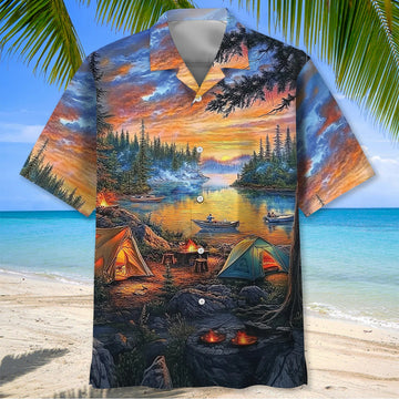 Unijames Campfire Vintage Painting Hawaiian Shirt