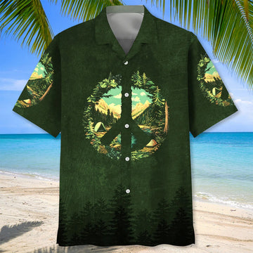 Unijames Camp Life Peace Sign Hawaiian Shirt