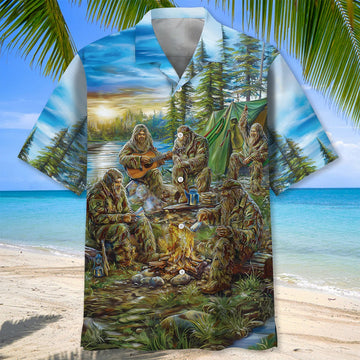 Unijames Camping In The Wild Vintage Art Hawaiian Shirt