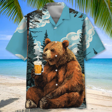 Unijames Bear At Campsite Hawaiian Shirt
