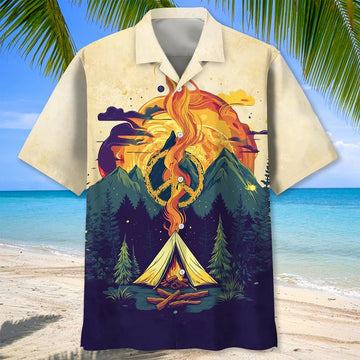 Unijames Campfire Peace Life Vintage Hawaiian Shirt