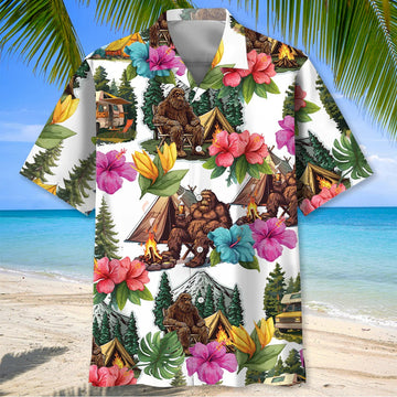 Unijames Bigfoot Camping Tropical Hawaiian Shirt