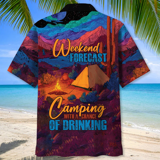 Unijames Weekend Forecast Camping With A Chance Of Drinking Hawaiian Shirt