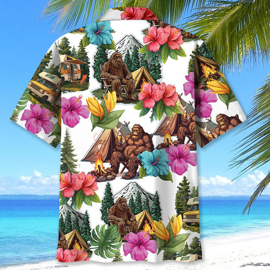 Unijames Bigfoot Camping Tropical Hawaiian Shirt
