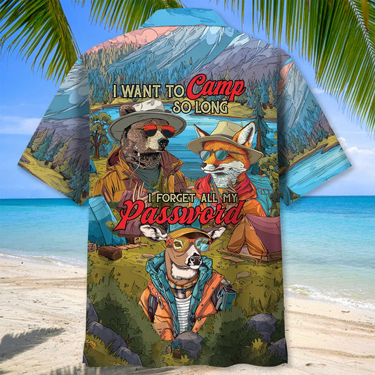 Unijames I Want To Camp So Long I Forget All Of My Password Hawaiian Shirt