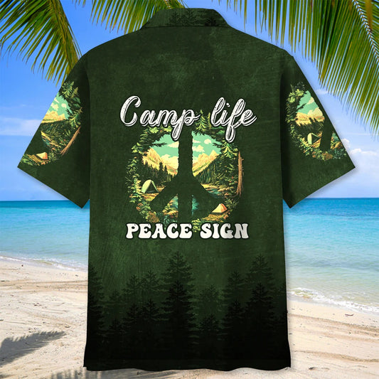 Unijames Camp Life Peace Sign Hawaiian Shirt