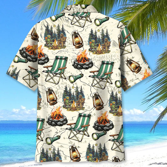 Unijames Alien And Bigfoot Camping Hawaiian Shirt