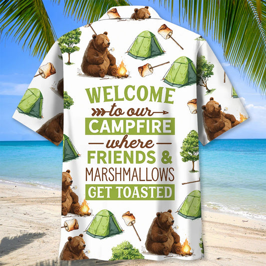 Unijames Campsite Where Friends and Marshmallow Get Toasted Hawaiian Shirt