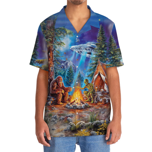 Unijames Bigfoot Alien Camping Night Hawaiian Shirt