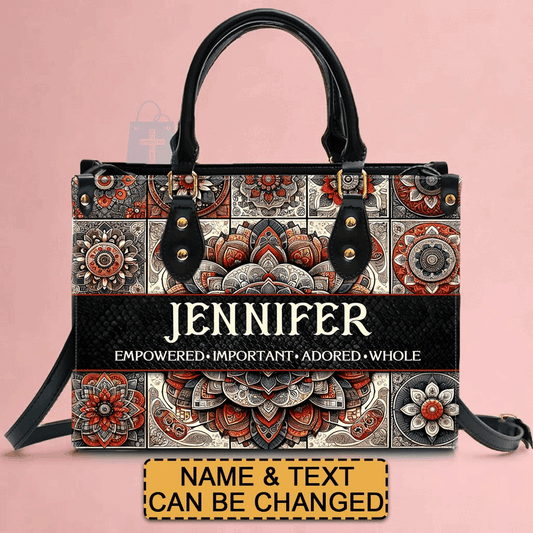 Personalized Mandala Leather Tote Bag - CABLTHB01170424.
