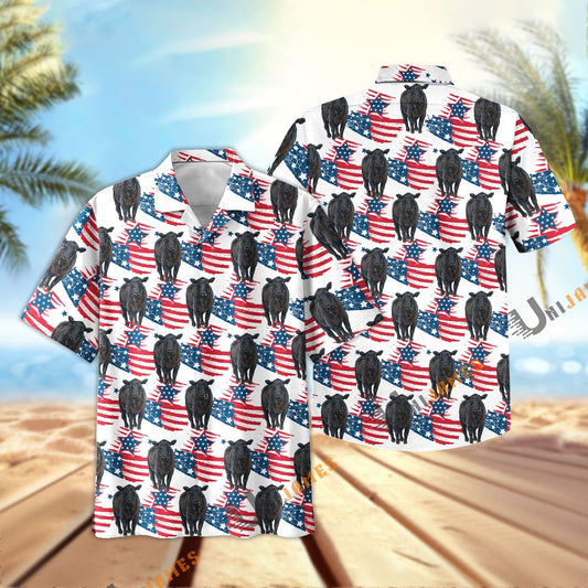 Unique Black Angus Happy Flag 3D Hawaiian Shirt